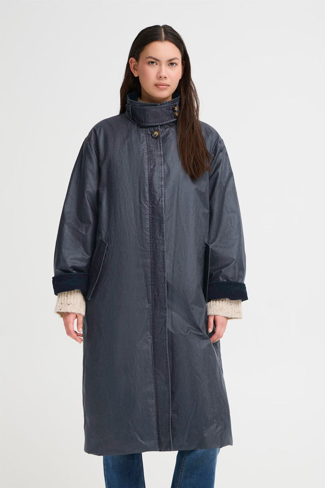 ICHI Kilavi Navy Trench Coat - The Mercantile London