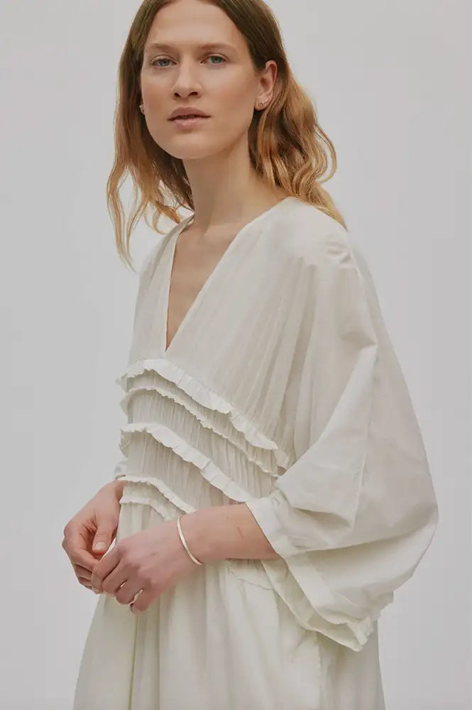 Rabens Saloner Ina Chalk Gathered Dress - The Mercantile London