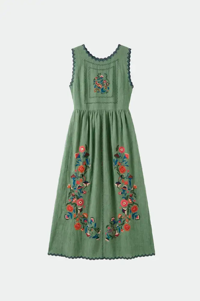 Indi & Cold Emerald Cross Stitch Embroidered Dress