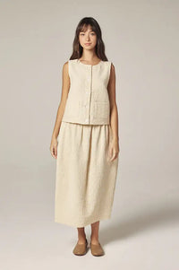 Amente Cream Button Down Jacquard Top - The Mercantile London