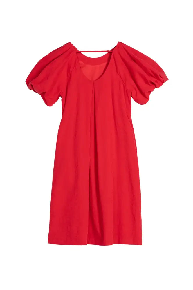 Emin + Paul Red Textured Puff Sleeve Dress - The Mercantile London