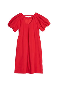 Emin + Paul Red Textured Puff Sleeve Dress - The Mercantile London