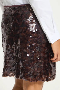 ICHI Peleoa Fudge Sequin Mini Skirt