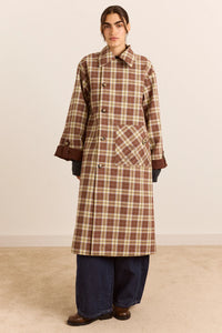 Damson Madder Jerry Chocolate Reversible Trench