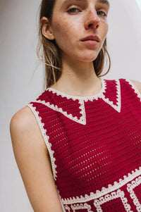 Indi & Cold Red Crochet Mini Dress - The Mercantile London