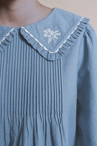 Emile Et Ida Elena Lac Blue Embroidered Blouse