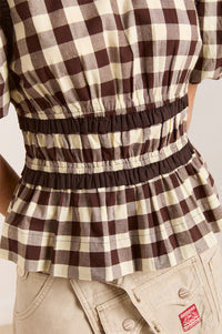Damson Madder Everly Butter Gingham Ruffle Blouse
