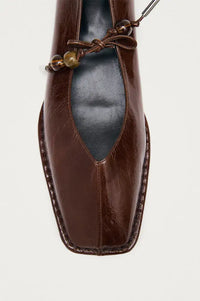 Alohas Sway Beads Rift Brown Leather Ballet Flats