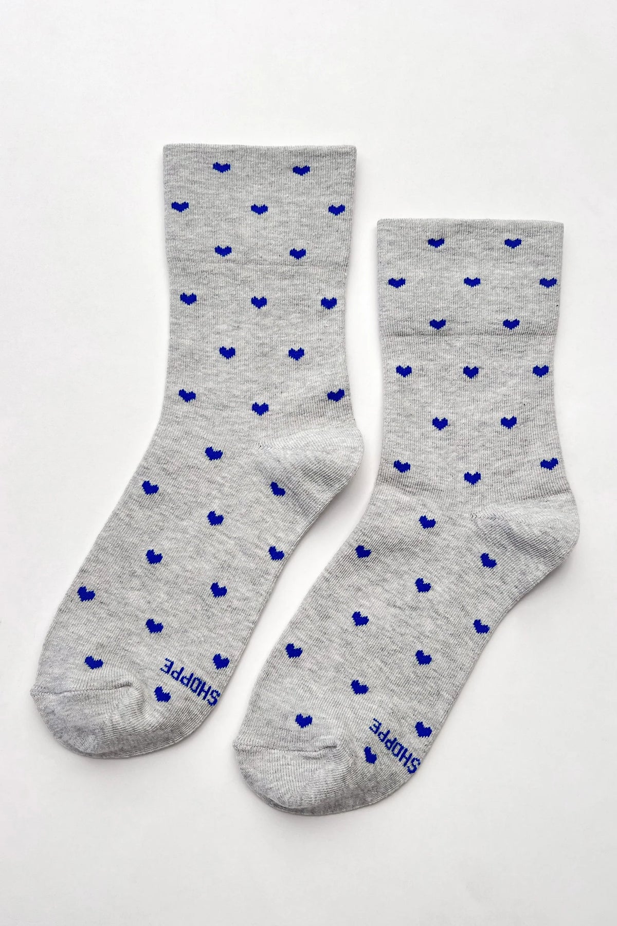 Le Bon Shoppe Melange Grey & Cobalt Heart Sneaker Socks