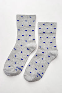 Le Bon Shoppe Melange Grey & Cobalt Heart Sneaker Socks