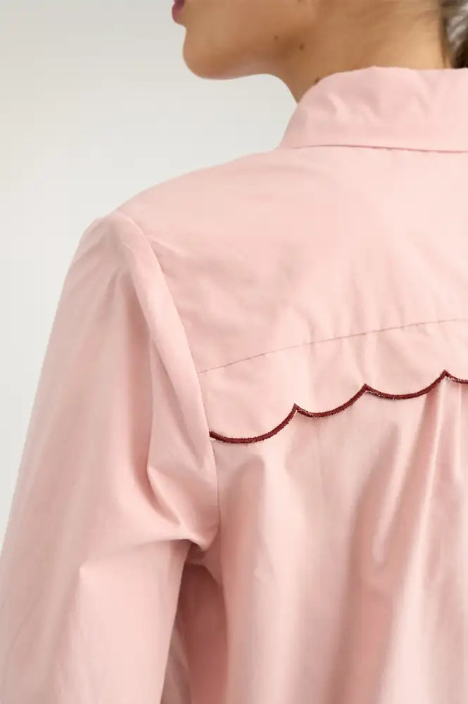 Numph Francy Peachskin Scalloped Shirt