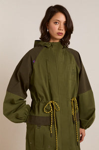 Damson Madder Logan Forest Waterproof Long Raincoat - The Mercantile London