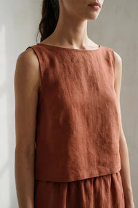 Artisans Of Humanity Rust Linen Tank Top