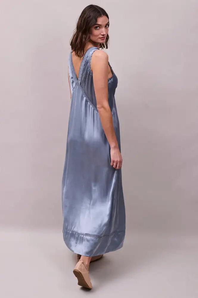 Faune Primrose Cornflower Blue Slip Dress - The Mercantile London
