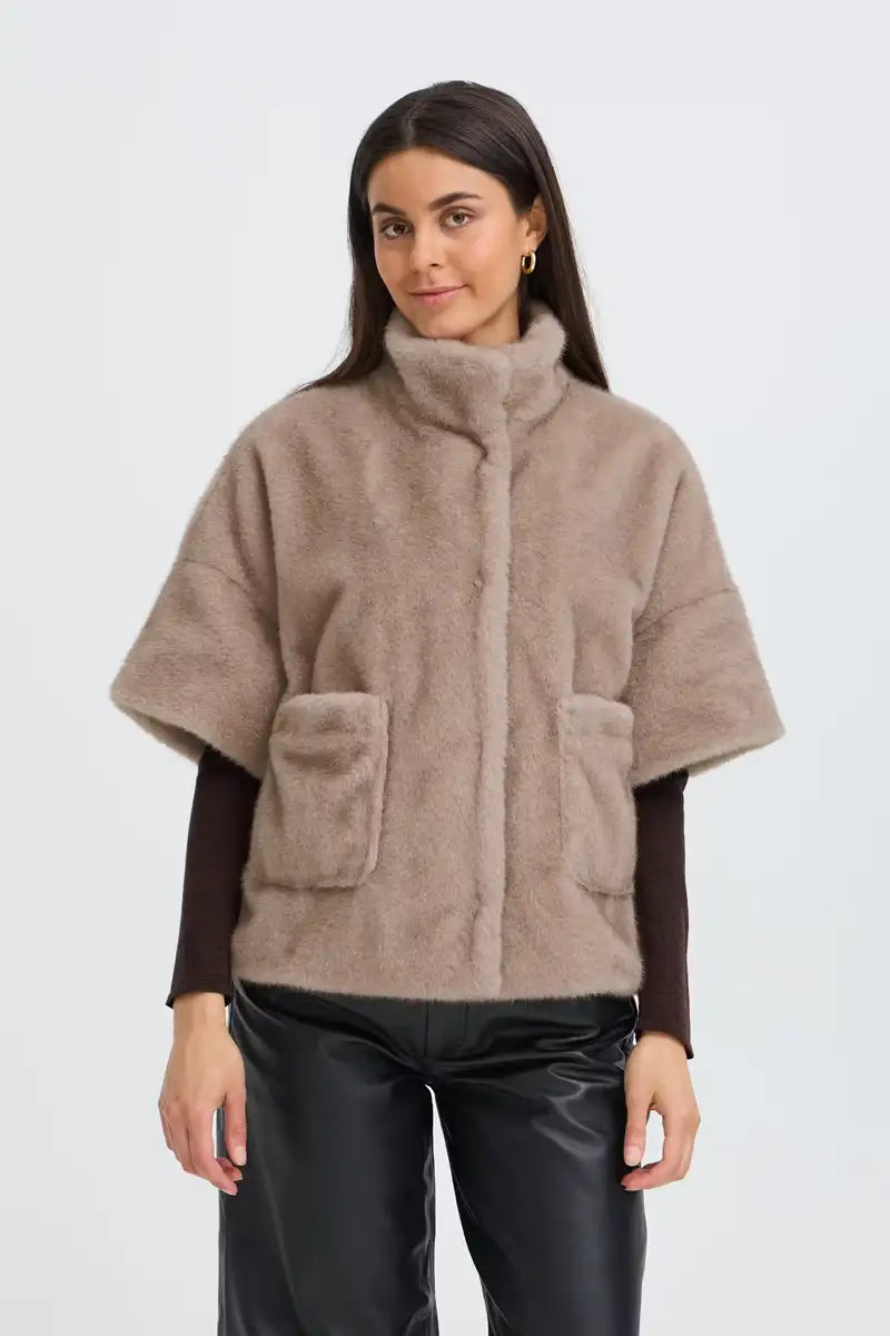 Fransa Doris Driftwood Grey Fur Jacket