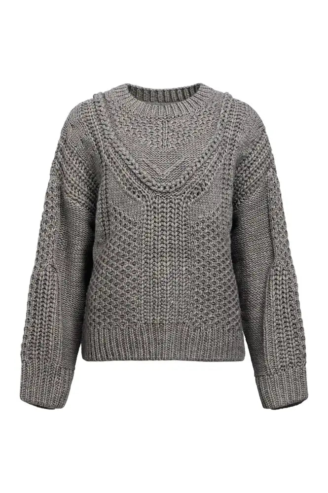 Object Hinna Medium Grey Cable Knitted Jumper