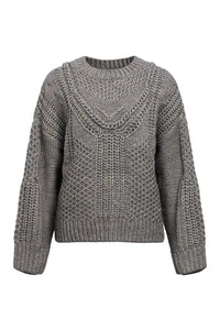 Object Hinna Medium Grey Cable Knitted Jumper