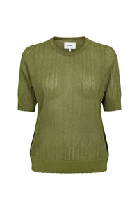 Numph Misla Calla Green Short Sleeve Top