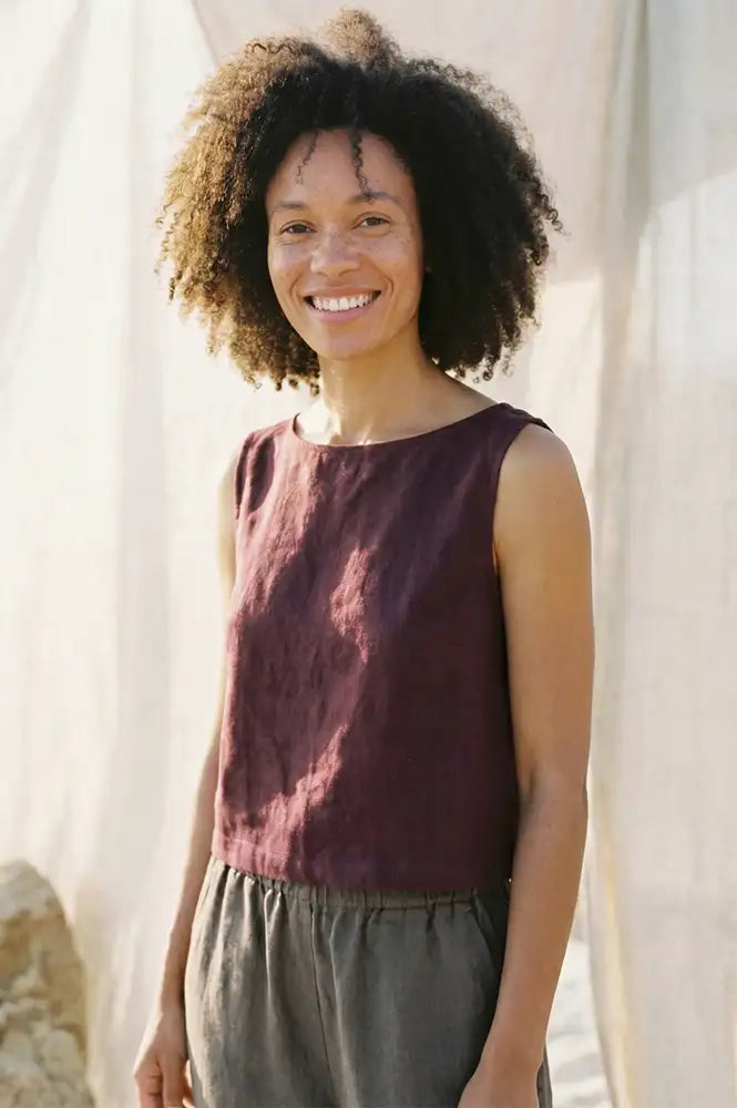 Artisans Of Humanity Wine Linen Tank Top