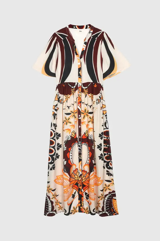 An'ge Obemia Clever Ecru Print Dress - The Mercantile London
