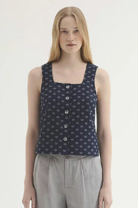 Nice Things Navy Dots Print Top - The Mercantile London