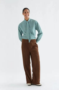 Compania Fantastica Green Striped Tie Detail Shirt