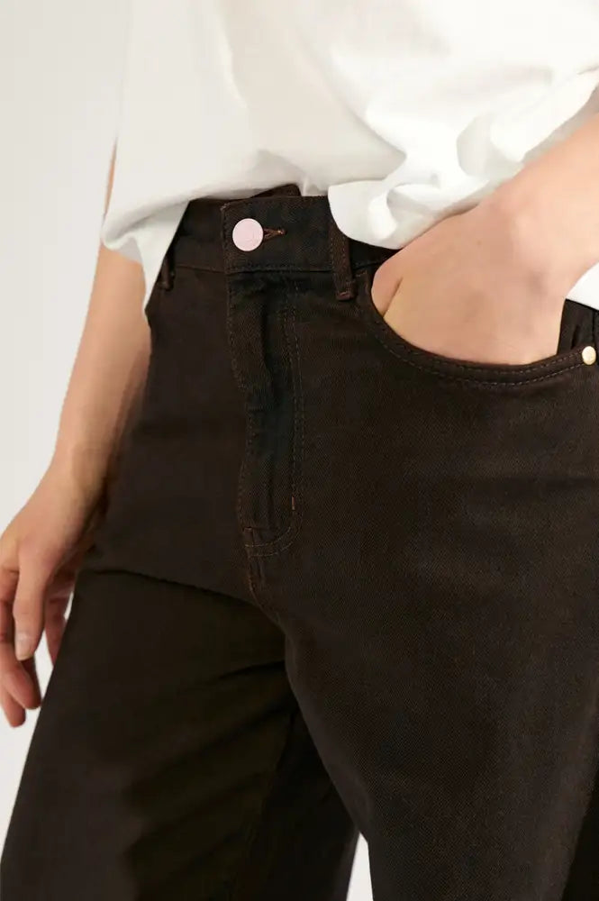 Numph Amsterdam Black Coffee Barrel Leg Jeans