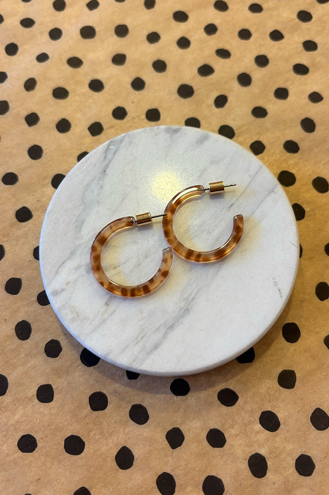 B.M.L Marseille Brown Thin Resin Hoop Earrings - The Mercantile London