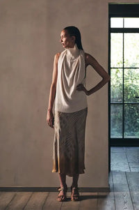 Rabens Saloner Elmi Cognac Ombre Ikat Bias Skirt - The Mercantile London