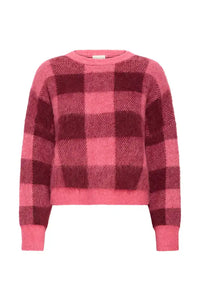 ICHI Elena Fruit Dove & Zinfadel Checked Jumper