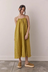 Amente Moss Linen Polka Dot Dress - The Mercantile London