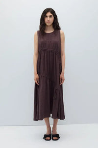 Rita Row Lovie Brown Asymmetric Gathered Dress - The Mercantile London