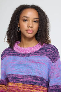 ICHi Alinea Meadow Mauve Striped Knitted Jumper