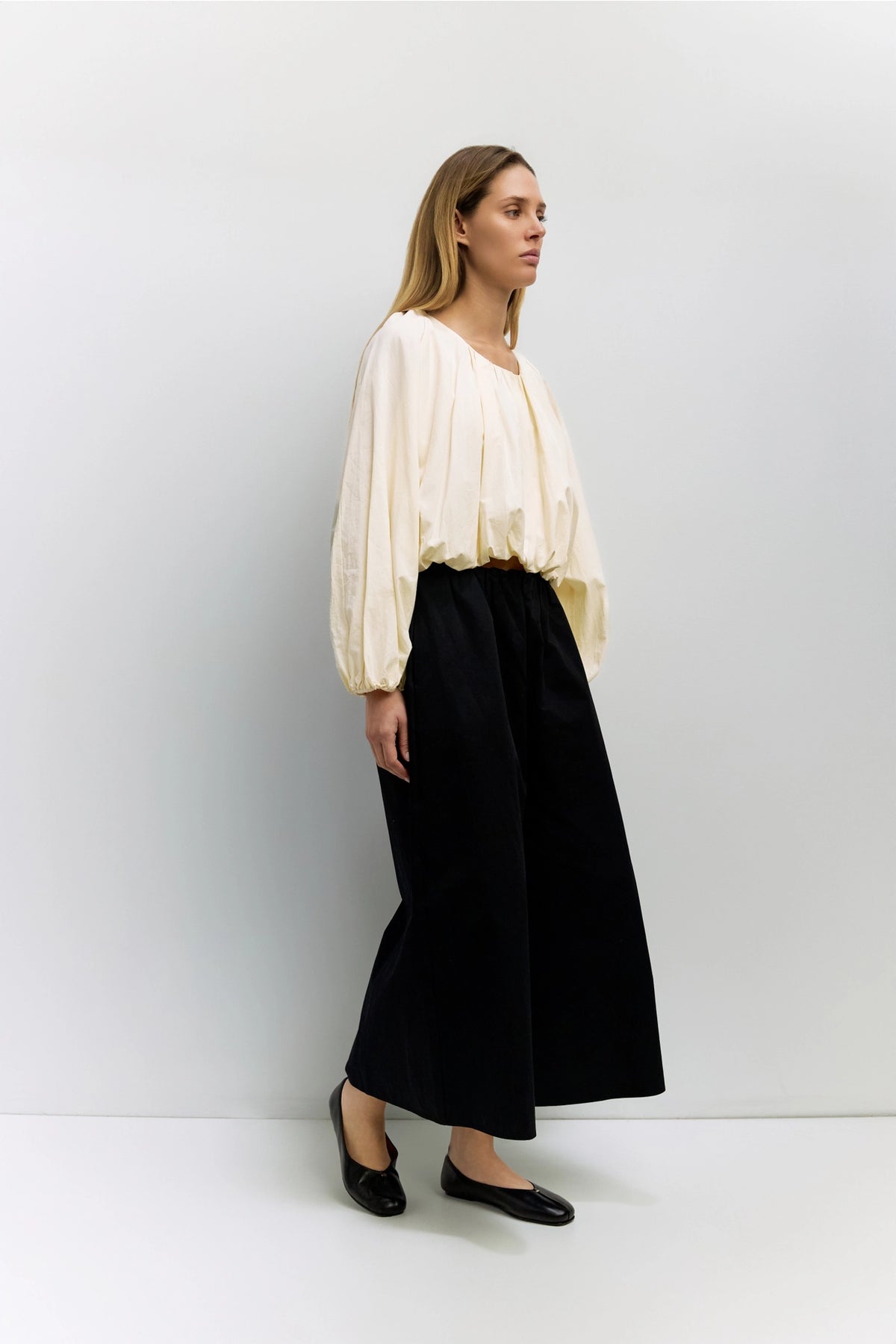 Mod Ref Jenna Cream Long Sleeve Bubble Top