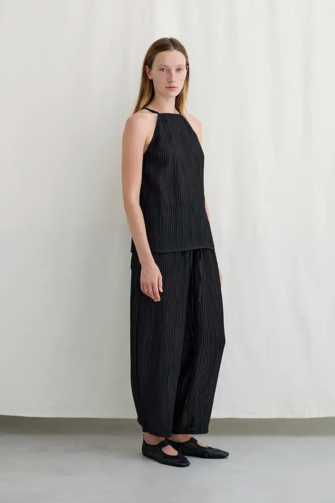 Diarte Luna Wrinckle Black Trousers - The Mercantile London