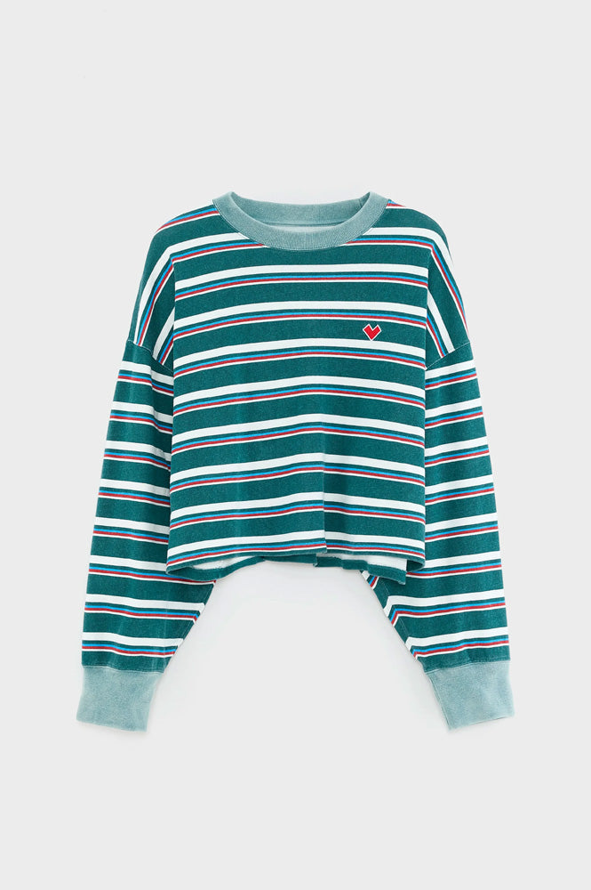 Bellerose Franto Red And Fern Striped Crewneck T-Shirt