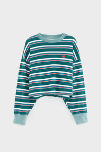 Bellerose Franto Red And Fern Striped Crewneck T-Shirt