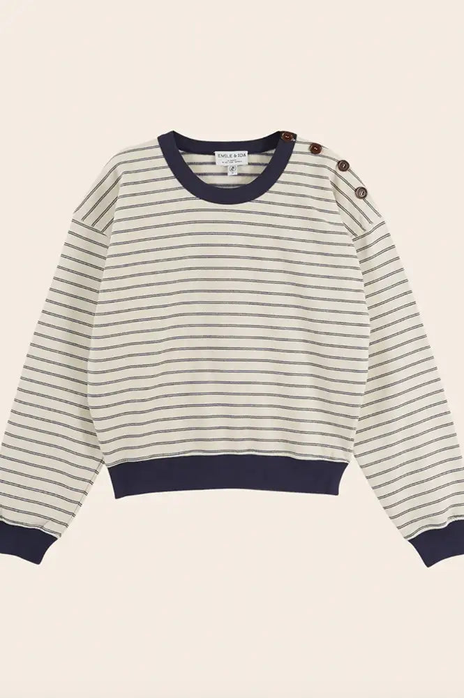 Emile Et Ida Elliot Navy Pinstripe Sweatshirt