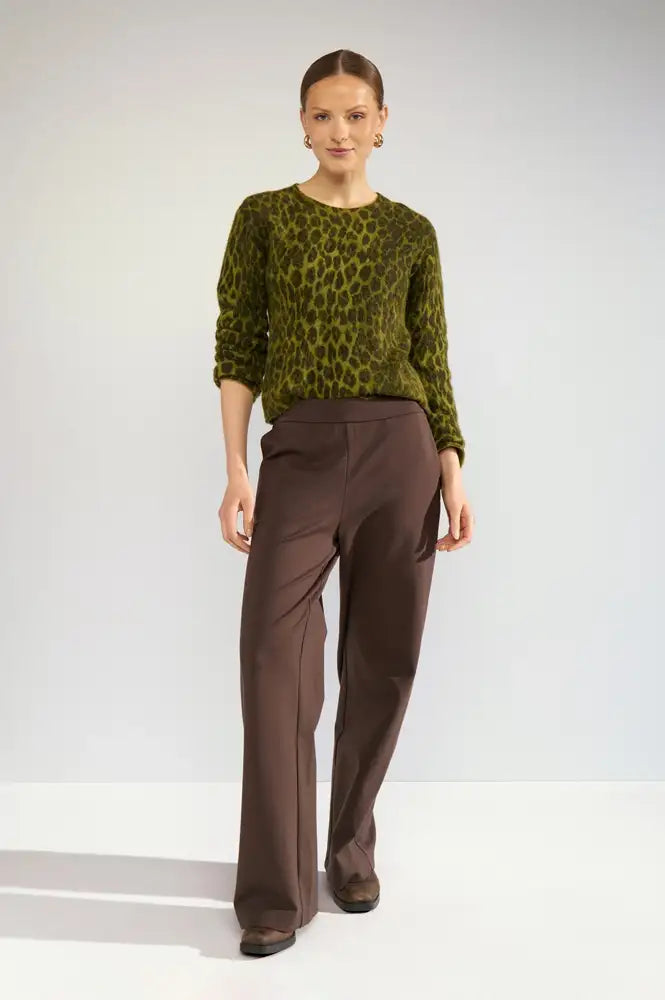 Numph Riette Calla Green Leopard Jumper