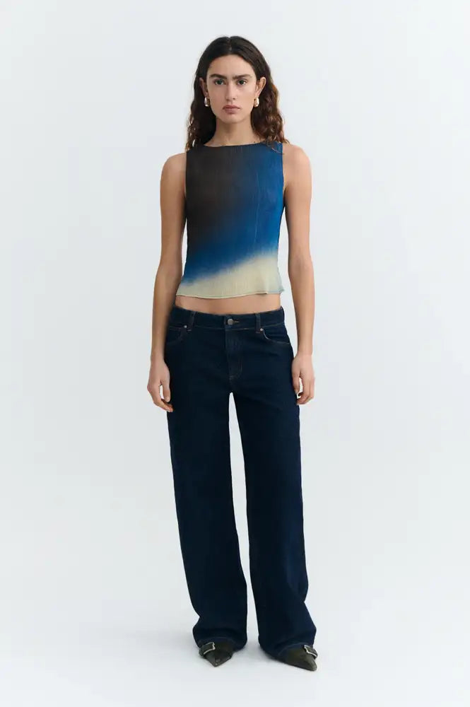 Thinking Mu Dora Brown Glass Pleated Top - The Mercantile London