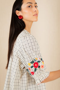 Bonté Lionne Ecru Check Blouse - The Mercantile London