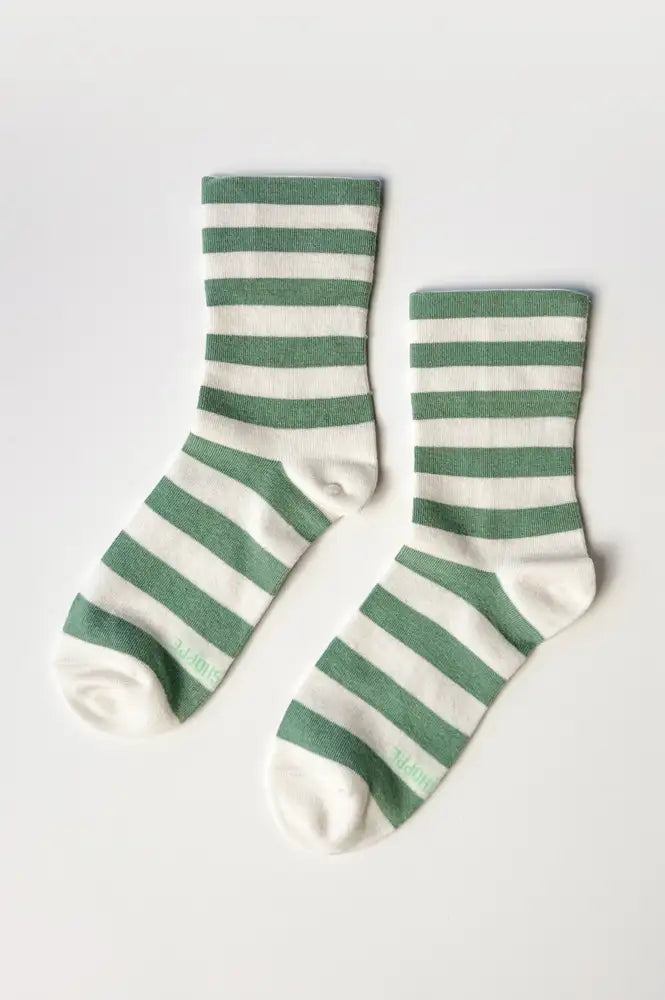 Le Bon Shoppe Wally Matcha Wide Stripe Socks