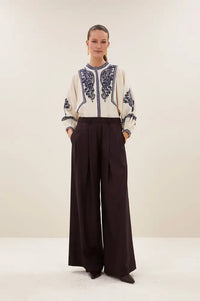 By-Bar Senne Embroidered Sand Blouse