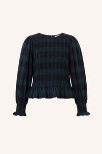 By-Bar Yena Green Tartan Check Blouse