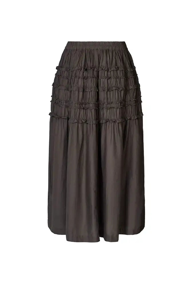 Rabens Saloner Aemla Liqourice Voile Frilled Skirt - The Mercantile London
