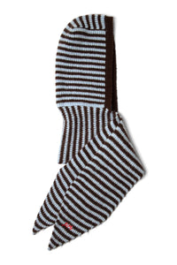 Damson Madder Blue & Choc Stripe Tie Front Hood