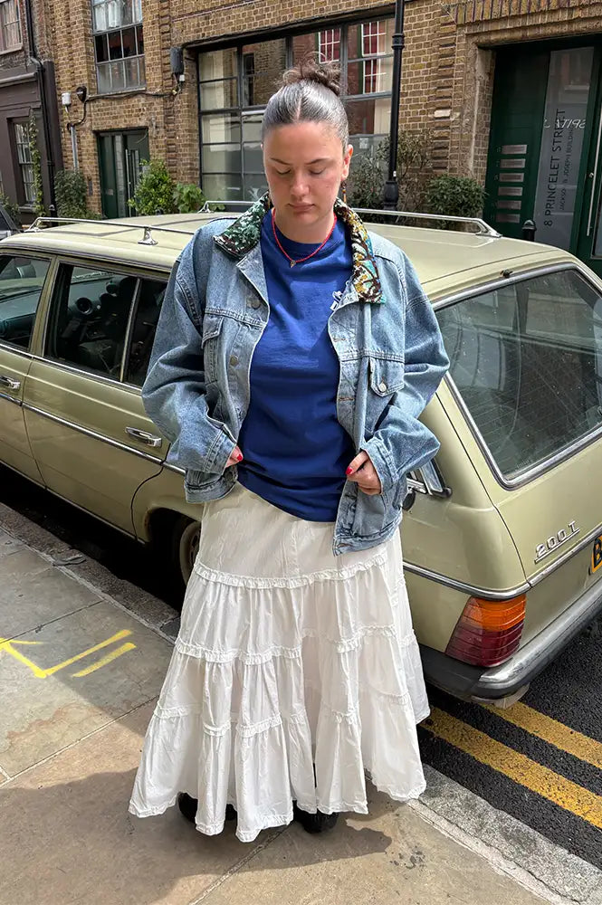 Frankie. Blue Denim Swan XL Jacket