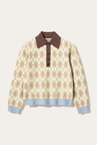 Noella Makayla Diya Yellow Argyle Jumper - The Mercantile London