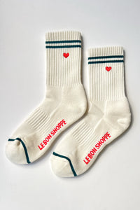 Le Bon Shoppe Embroidered Parchment Boyfriend Socks
