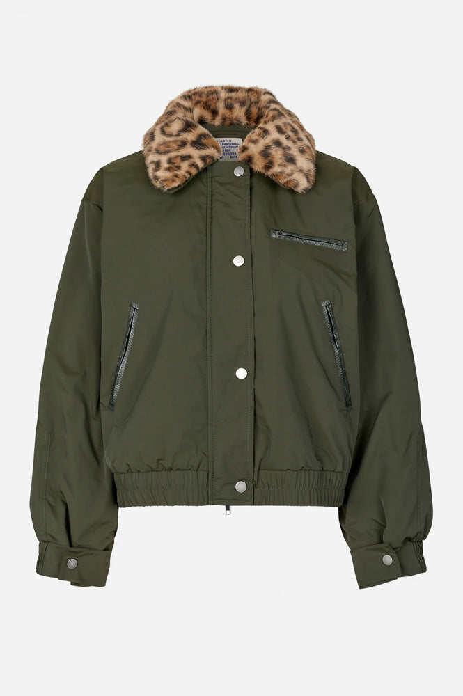 Baum Und Pferdgarten Bronte Green Leopard Bomber Jacket - The Mercantile London